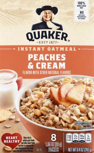 image:imageQuaker Steel Cut Oats Quick 3minute Oatmeal Cranberries and Blueberries Breakfast Cereal 8 Packets Per Box Pack of 6 BoxesPeaches Cream