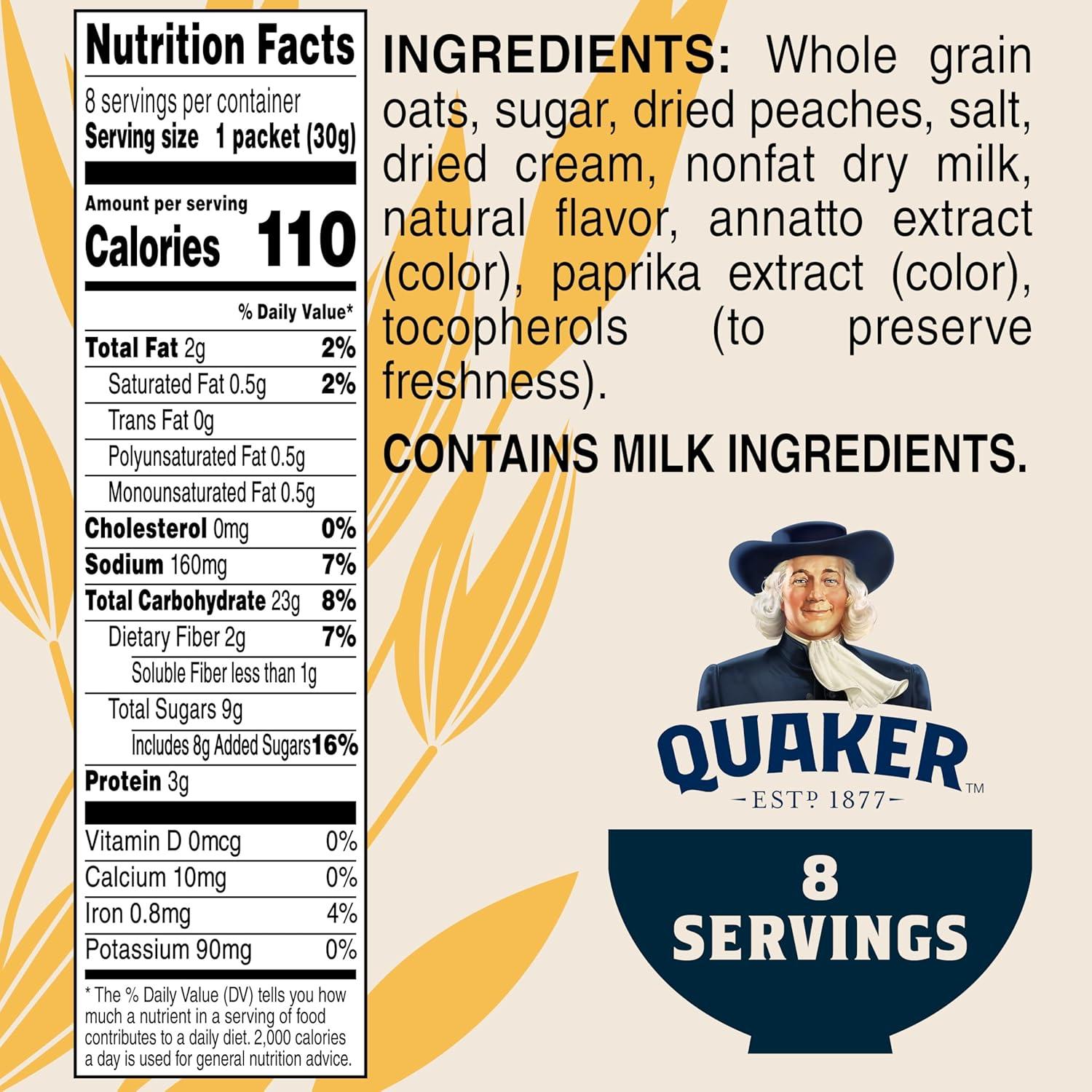 image:imageQuaker Steel Cut Oats Quick 3minute Oatmeal Cranberries and Blueberries Breakfast Cereal 8 Packets Per Box Pack of 6 BoxesPeaches Cream