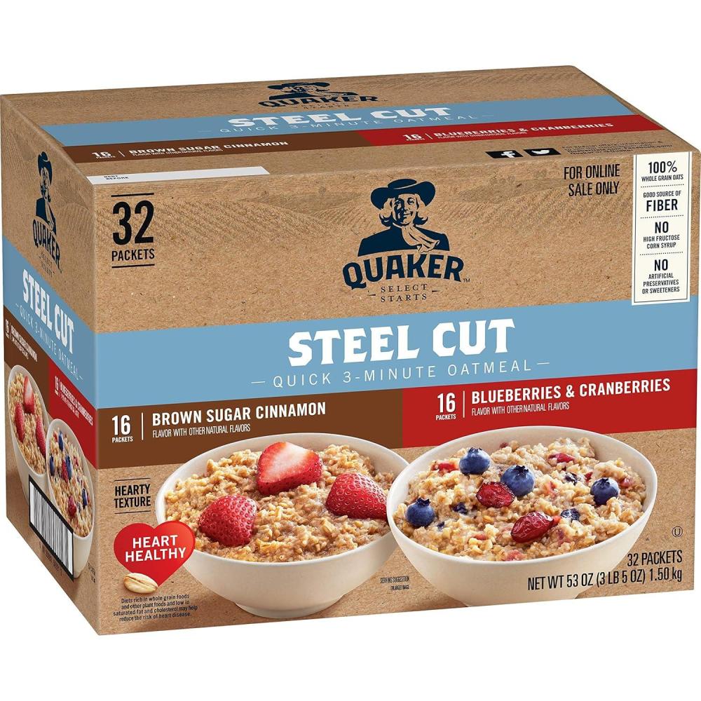 image:imageQUAKER Instant Oatmeal USDA Organic NonGMO Project Verified 3 Flavor Variety Pack Individual Packets 32 Count Pack of 1Steel Cut 2 Flavor Variety Pack