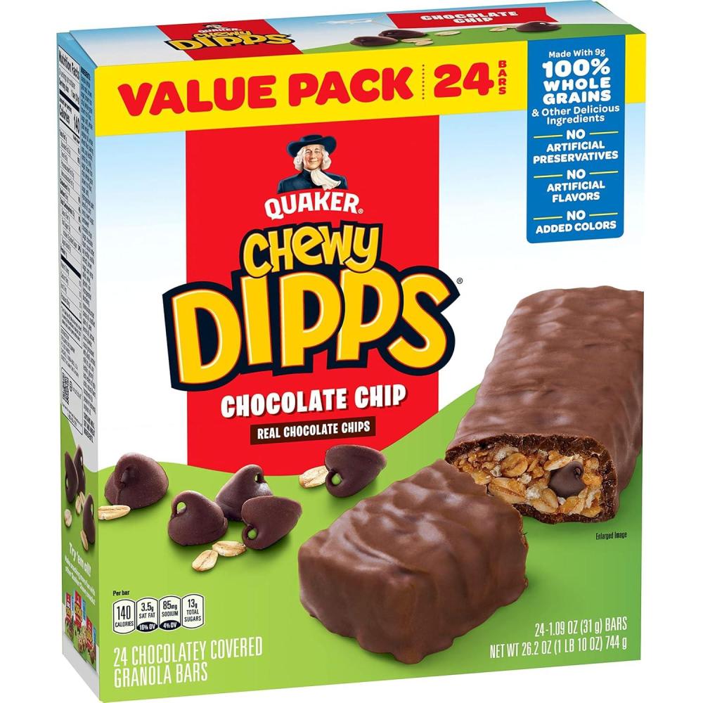 image:imageQuaker Chewy Yogurt Bars Variety Pack 10ctDipps Chocolate Chips 24ct