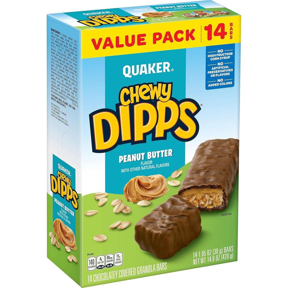 image:imageQuaker Chewy Yogurt Bars Variety Pack 10ctDipps Peanut Butter 14ct