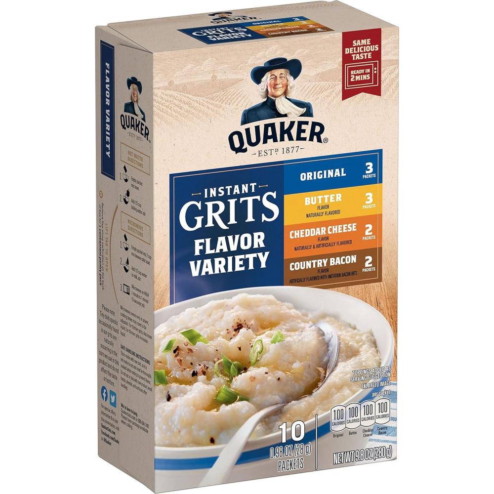 image:imageQuaker Instant Grits 4 Flavor Variety Pack 098oz Packets 10 Pack