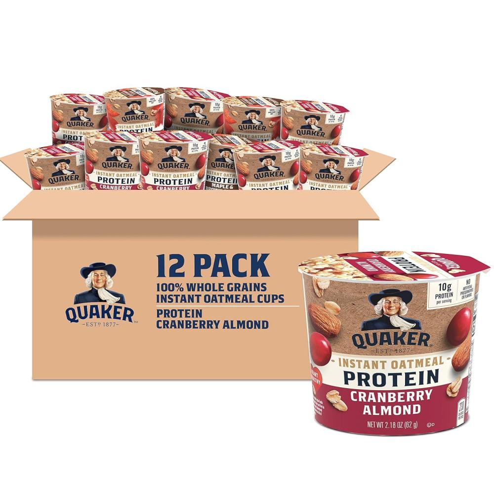 image:imageQuaker Instant Oatmeal Express Cups Maple amp Brown Sugar 169 Ounce Pack of 12Cranberry Almond Protein Express Cups 12 Ct