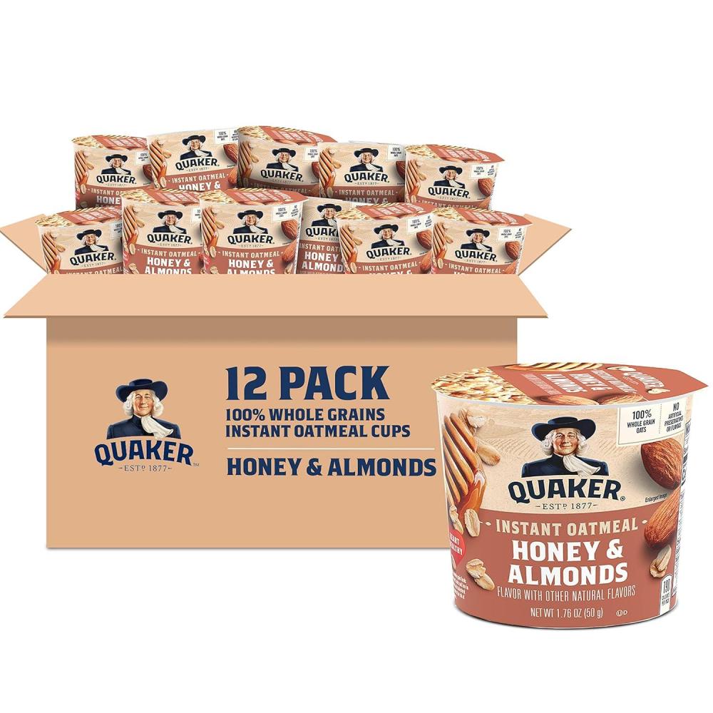 image:imageQuaker Instant Oatmeal Express Cups Maple amp Brown Sugar 169 Ounce Pack of 12Honey  Almonds Express Cups  12 Count