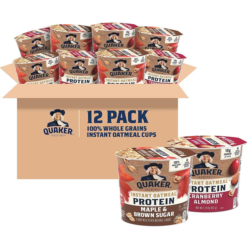 image:imageQuaker Instant Oatmeal Express Cups Maple amp Brown Sugar 169 Ounce Pack of 12Protein 2 Flavor Variety Pack  12 Count