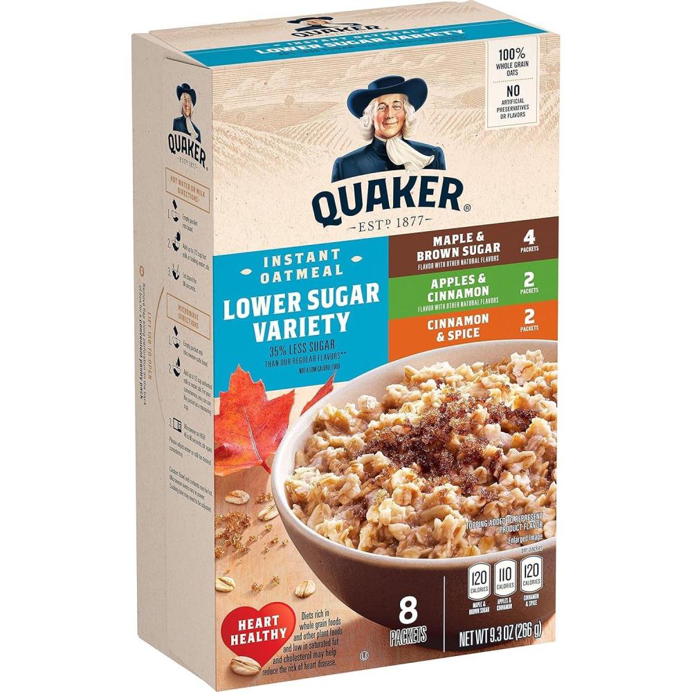 image:imageQuaker Instant Oatmeal Lower Sugar Variety 8 Pkts 93 Ounce