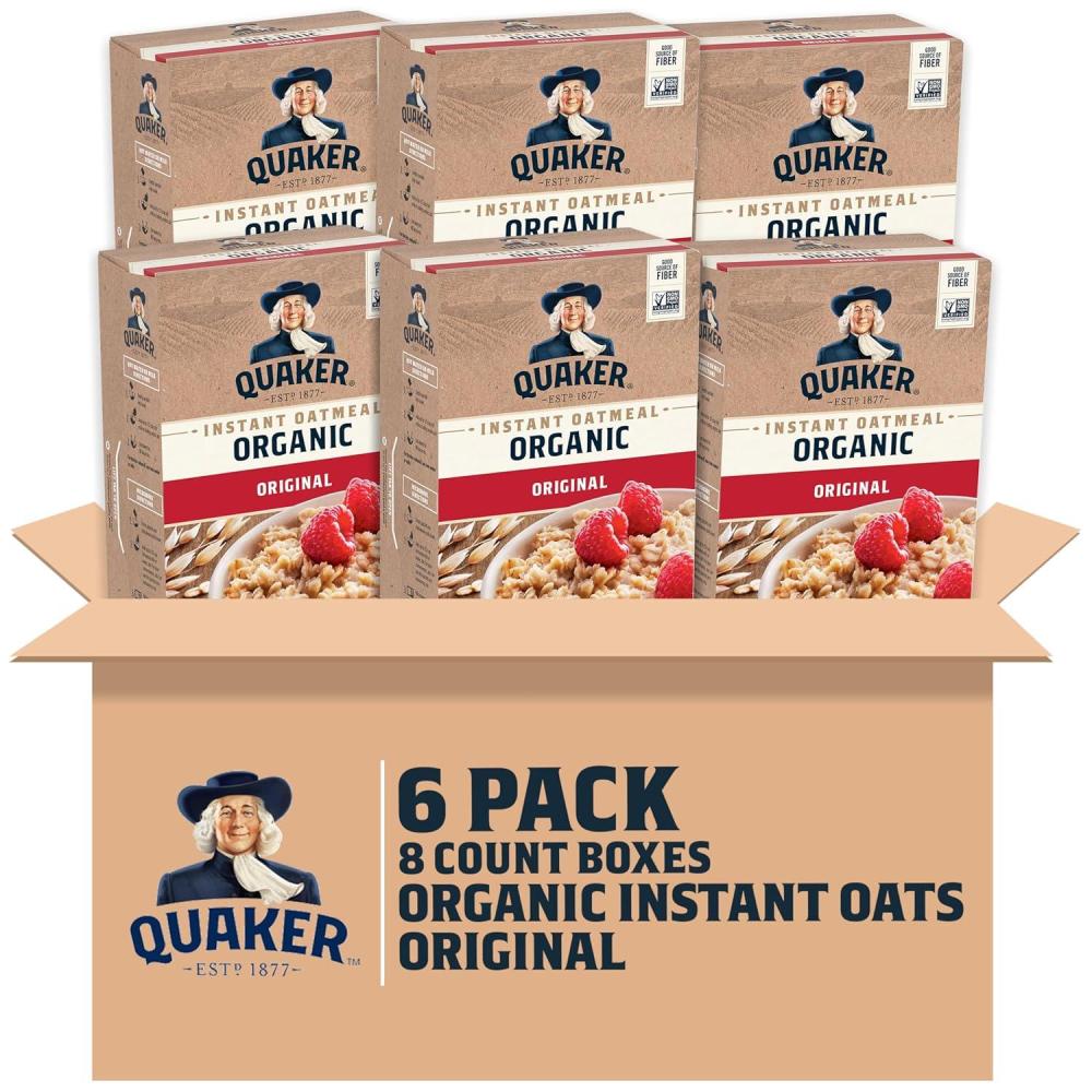 image:imageQuaker Instant Organic Oatmeal Maple amp Brown Sugar Breakfast Cereal 8 Packets Per Box Pack of 6 BoxesOriginal