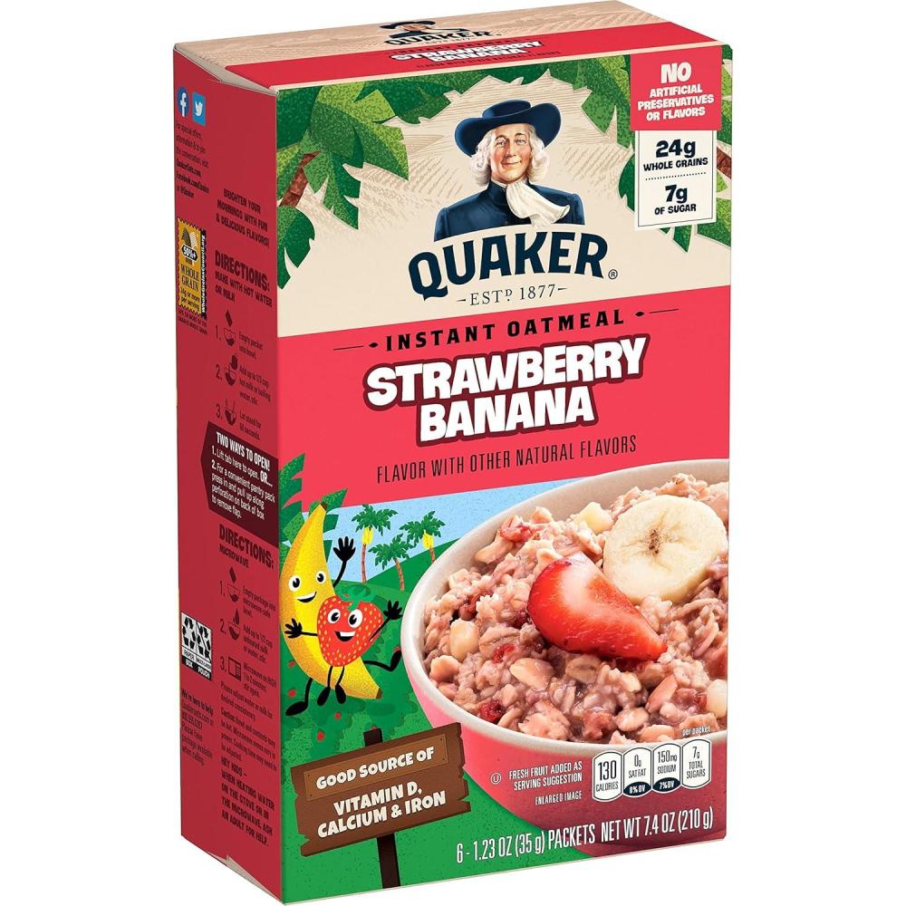 image:imageQuaker Kids Instant Oatmeal Strawberry Banana 6 Packets Packaging May Vary