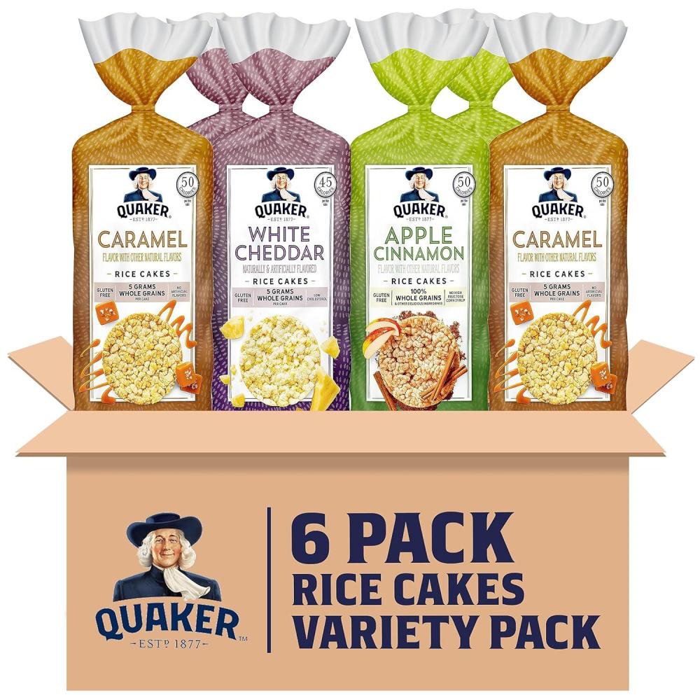 image:imageQuaker Large Rice Cakes Lightly Salted Gluten Free 100 Whole Grains 447 Oz Pack of 6Flavored Variety
