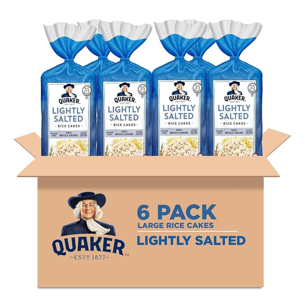 image:imageQuaker Large Rice Cakes Lightly Salted Gluten Free 100 Whole Grains 447 Oz Pack of 6Lightly Salted