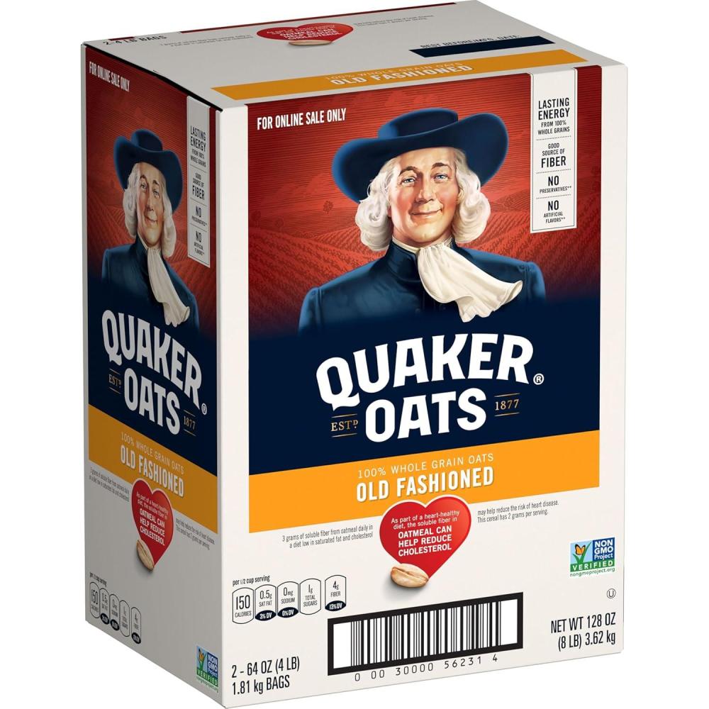 image:imageQuaker Old Fashioned Rolled Oats Non GMO Project Verified Two 64oz Bags in Box 90 Servings 4 Pound Pack of 2Quaker Old Fashioned