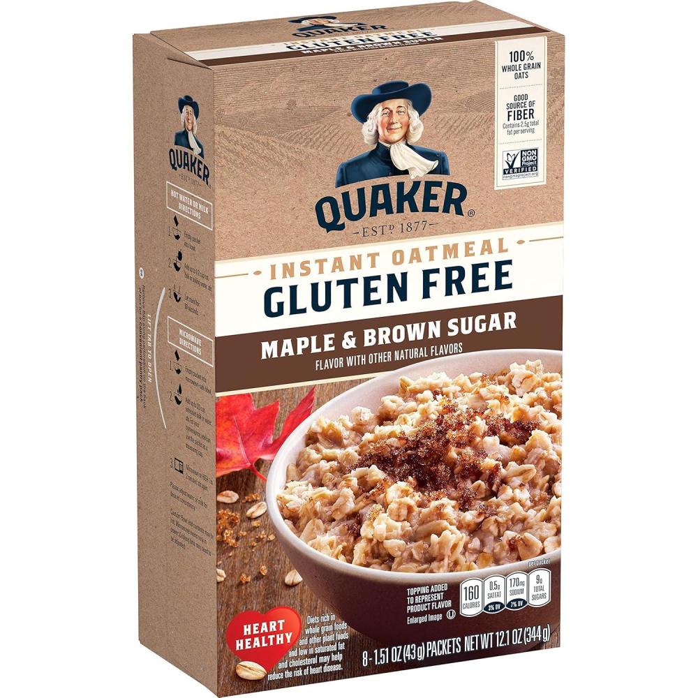 image:imageQuaker Organic Instant Oatmeal Maple amp Brown Sugar Breakfast Cereal 144 Oz Pack of 8Gluten Free Maple Brown Sugar