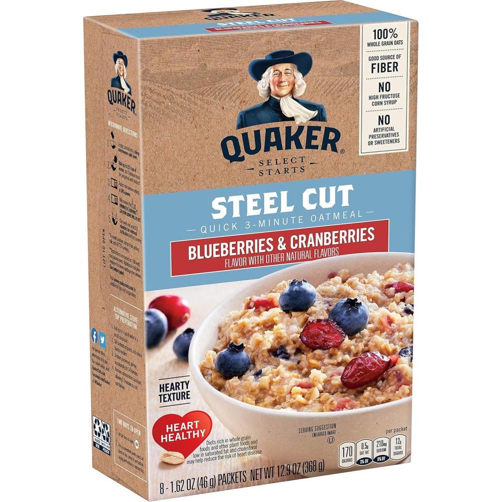 image:imageQuaker Organic Instant Oatmeal Maple amp Brown Sugar Breakfast Cereal 144 Oz Pack of 8Steel Cut Blueberry Cranberry