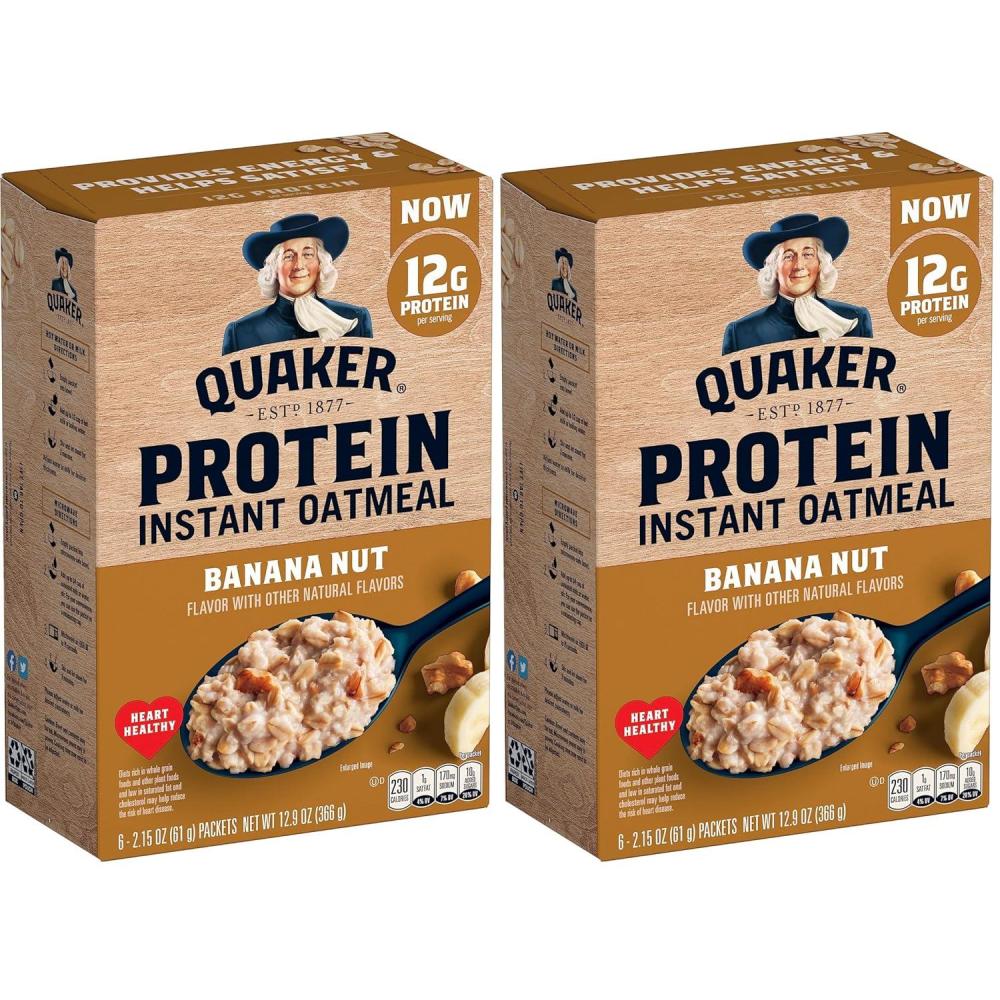 image:imageQuaker Protein Instant Oatmeal Banana Nut 129 Oz 6 Count Pack of 1215 Ounce Pack of 12