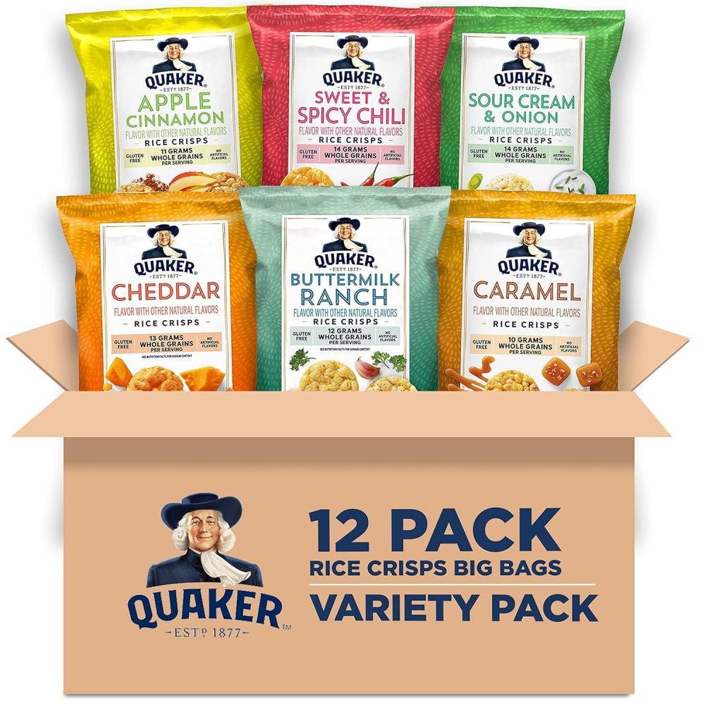 image:imageQuaker Rice Crisps Gluten Free Cheddar 067 Oz 30 Count6Flavor Variety Pack