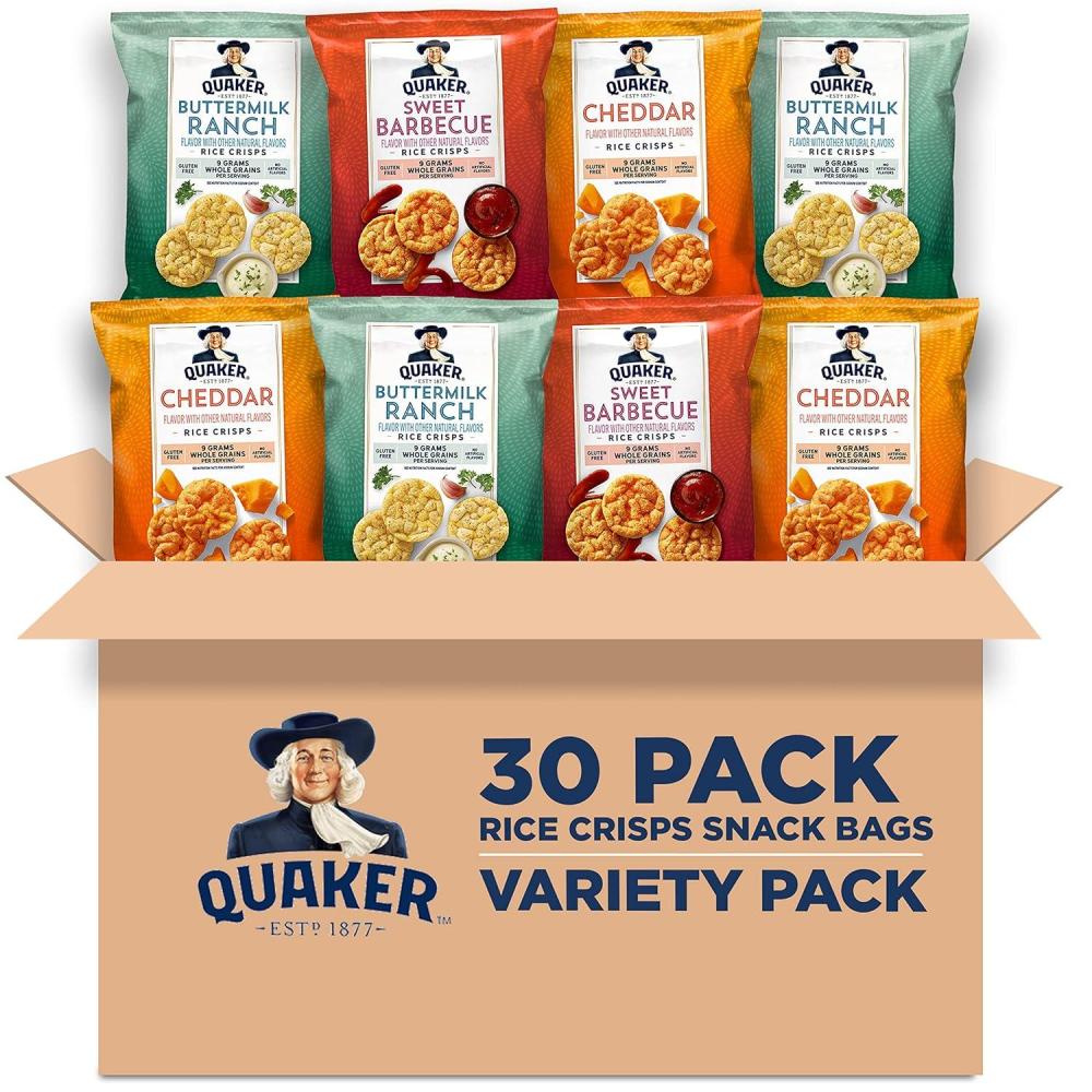 image:imageQuaker Rice Crisps Gluten Free Cheddar 067 Oz 30 CountSavory Variety Pack