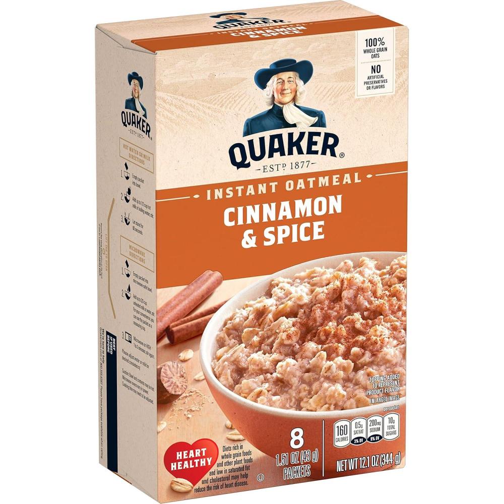image:imageQuaker Steel Cut Oats Quick 3minute Oatmeal Cranberries and Blueberries Breakfast Cereal 8 Packets Per Box Pack of 6 BoxesCinnamon Spice