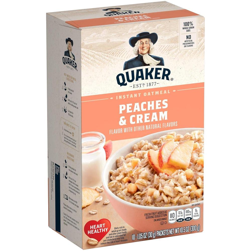 image:imageQuaker Steel Cut Oats Quick 3minute Oatmeal Cranberries and Blueberries Breakfast Cereal 8 Packets Per Box Pack of 6 BoxesPeaches