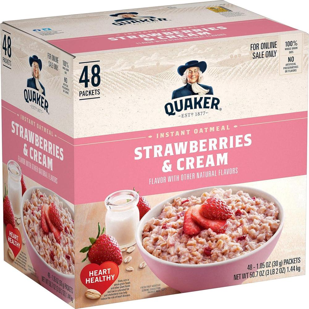 image:imageQuaker Steel Cut Oats Quick 3minute Oatmeal Cranberries and Blueberries Breakfast Cereal 8 Packets Per Box Pack of 6 BoxesStrawberries Cream
