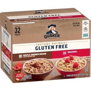 QUAKER Instant Oatmeal, USDA Organic, Non-GMO Project Verified, 3 Flavor Variety Pack, Individual Packets, 32 Count (Pack of 1)(Gluten Free 2 Flavor Variety Pack)