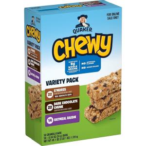Quaker Chewy Granola Bars, Peanut Butter Chocolate Chip, 58 Count(Back-to-School Variety Pack  58ct)