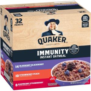 Quaker Instant Oatmeal, 4 Flavor Variety Pack, Individual Packets, 48 Count(Fruit Fusion 3 Flavor Variety Pack)