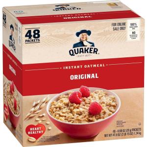 Quaker Instant Oatmeal, 4 Flavor Variety Pack, Individual Packets, 48 Count(Original)