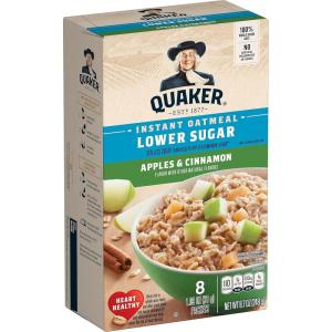 Quaker Instant Oatmeal Apple Cinnamon, Lower Sugar, 8 Count(8.7 Ounce (Pack of 1))