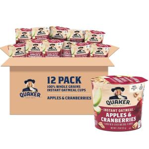 Quaker Instant Oatmeal Express Cups, Maple & Brown Sugar, 1.69 Ounce (Pack of 12)(Apples & Cranberries Express Cups  12 Count)