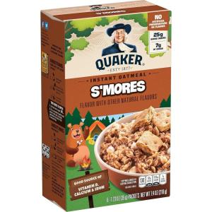 Quaker Instant Oatmeal, Smores, 1.23 Oz Packets, Pack of 6
