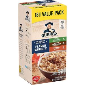 Quaker Instant Oatmeal, Variety Value Pack, 18 Count