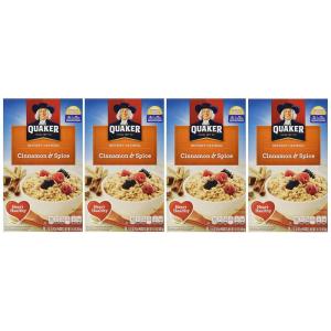 Quaker Instant Organic Oatmeal Maple & Brown Sugar Breakfast Cereal, 8 Packets Per Box (Pack of 6 Boxes)(Cinnamon & Spice)