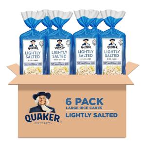 Quaker Large Rice Cakes, Lightly Salted, Gluten Free, 100% Whole Grains, 4.47 Oz, Pack of 6(Lightly Salted)