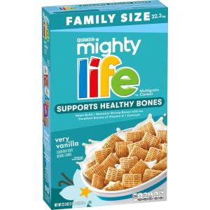 Quaker Mighty Life Multigrain Cereal, Strawberry Blueberry Bliss, Immunity Support, 22.3 Oz Family Size(Mighty Life Very Vanilla)