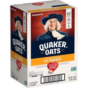 Quaker Old Fashioned Rolled Oats, Non GMO Project Verified, Two 64oz Bags in Box, 90 Servings, 4 Pound (Pack of 2)(Quaker Old Fashioned)