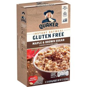 Quaker Organic Instant Oatmeal, Maple & Brown Sugar, Breakfast Cereal, 1.44 Oz (Pack of 8)(Gluten Free – Maple Brown Sugar)