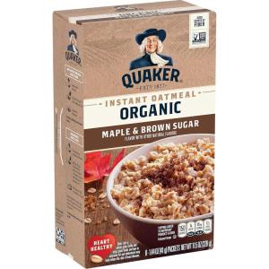 Quaker Organic Instant Oatmeal, Maple & Brown Sugar, Breakfast Cereal, 1.44 Oz (Pack of 8)(Organic – Maple Brown Sugar)