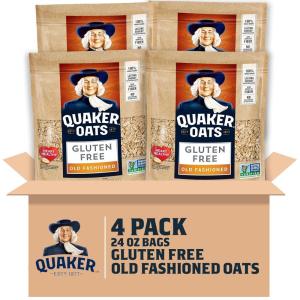 Quaker Organic Quick Cook Oatmeal, Breakfast Cereal, Non-GMO Project Verified, 24 Oz(Pack of 4)(Gluten Free  Old Fashioned)