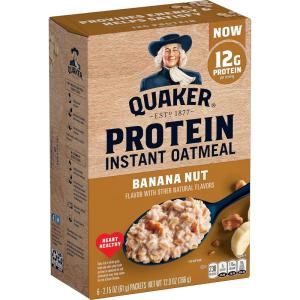 Quaker, Protein Instant Oatmeal, Banana Nut, 12.9 Oz, 6 Count (Pack of 1)(2.15 Ounce (Pack of 6))