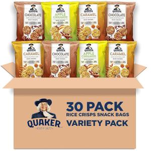 Quaker Rice Crisps, Gluten Free, Cheddar, 0.67 Oz, 30 Count(Sweet Variety Pack)
