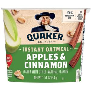 Quaker Steel Cut Oats, Quick 3-minute Oatmeal, Cranberries and Blueberries, Breakfast Cereal, 8 Packets Per Box (Pack of 6 Boxes)(Apple Cinnamon)