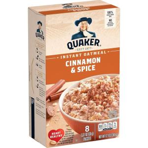 Quaker Steel Cut Oats, Quick 3-minute Oatmeal, Cranberries and Blueberries, Breakfast Cereal, 8 Packets Per Box (Pack of 6 Boxes)(Cinnamon & Spice)