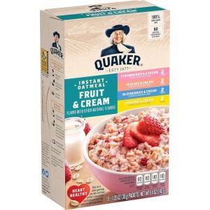 Quaker Steel Cut Oats, Quick 3-minute Oatmeal, Cranberries and Blueberries, Breakfast Cereal, 8 Packets Per Box (Pack of 6 Boxes)(Fruit & Cream)