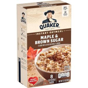 Quaker Steel Cut Oats, Quick 3-minute Oatmeal, Cranberries and Blueberries, Breakfast Cereal, 8 Packets Per Box (Pack of 6 Boxes)(Maple & Brown Sugar)