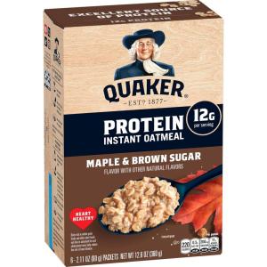 Quaker Steel Cut Oats, Quick 3-minute Oatmeal, Cranberries and Blueberries, Breakfast Cereal, 8 Packets Per Box (Pack of 6 Boxes)(Maple Brown Sugar)
