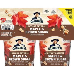 Quaker Steel Cut Oats, Quick 3-minute Oatmeal, Cranberries and Blueberries, Breakfast Cereal, 8 Packets Per Box (Pack of 6 Boxes)(Maple and Brown Sugar)