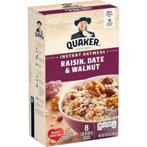 Quaker Steel Cut Oats, Quick 3-minute Oatmeal, Cranberries and Blueberries, Breakfast Cereal, 8 Packets Per Box (Pack of 6 Boxes)(Raisin  Date & Walnut)