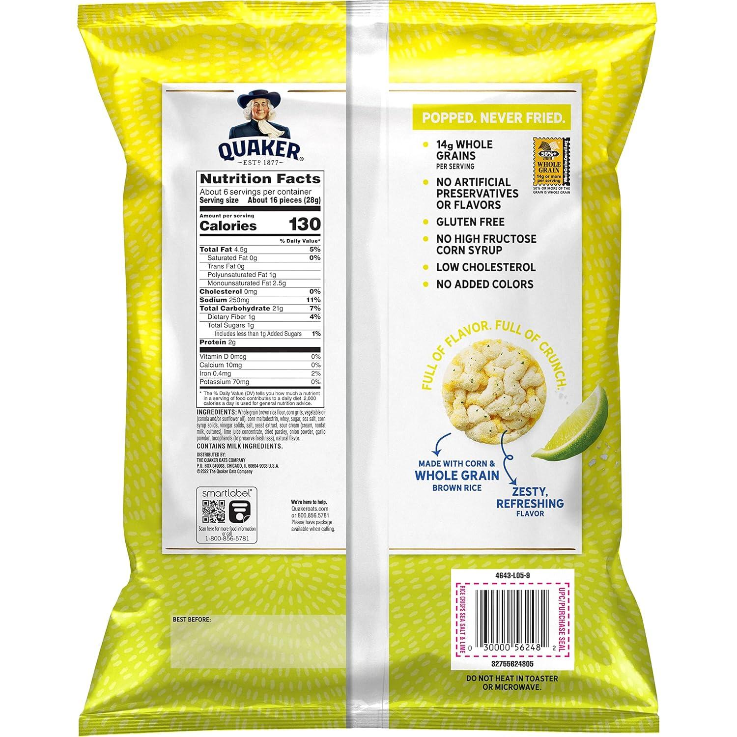 image:imageQuaker Rice Crisps Sweet amp Spicy Chili 303 oz BagSEA SALT AND LIME