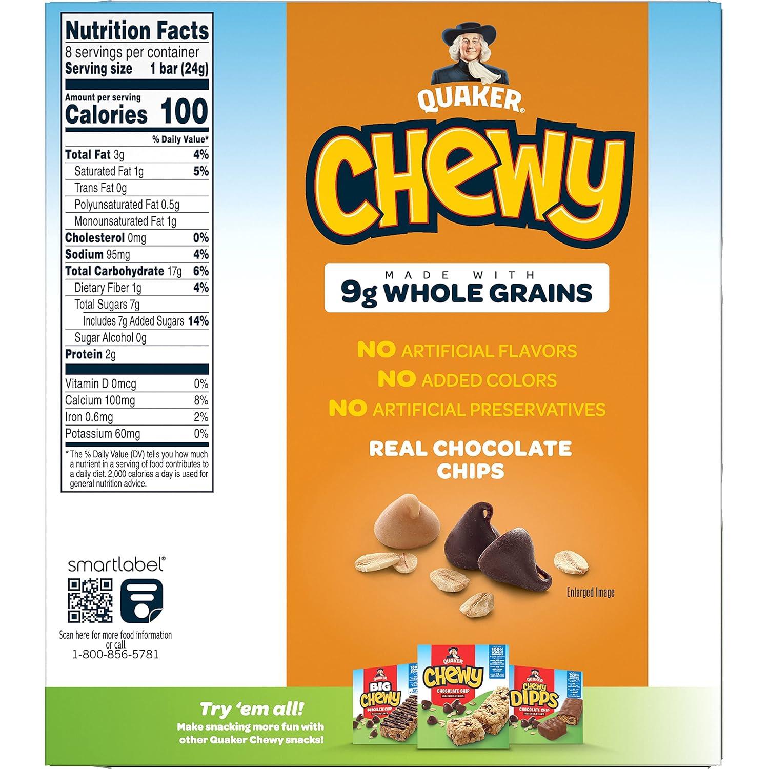 image:imageQuaker Chewy Granola Bar Peanut Butter Chocolate Chip Granola Bars 084 Oz 8 Ct