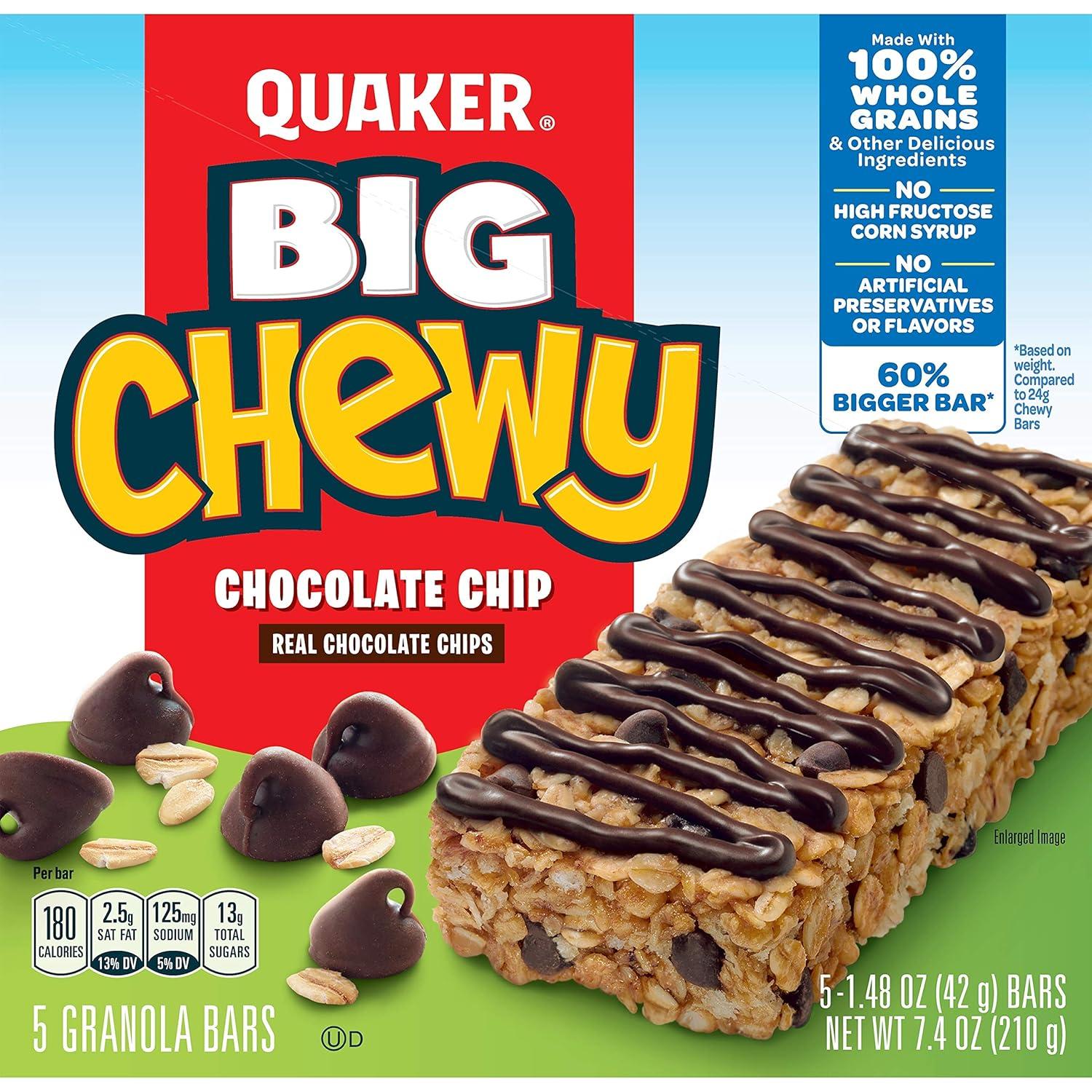 image:imageQuaker Big Chewy Granola Bars 60 Larger Chocolate Chip 5 Pack